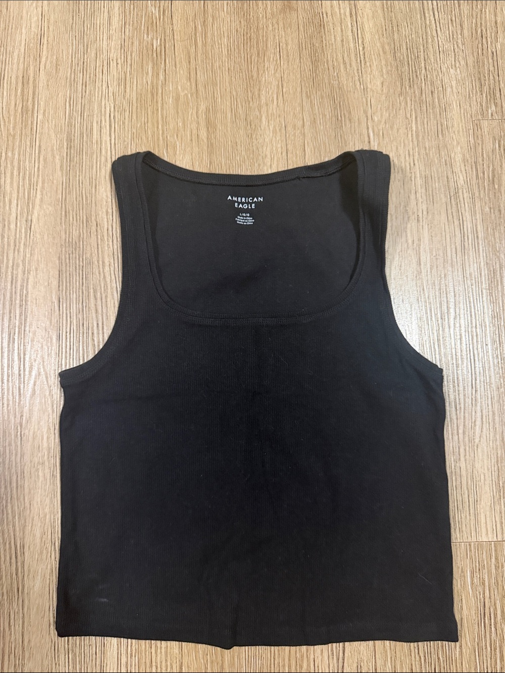 American Eagle Outfitters Black Ribbed Scoop Tank L